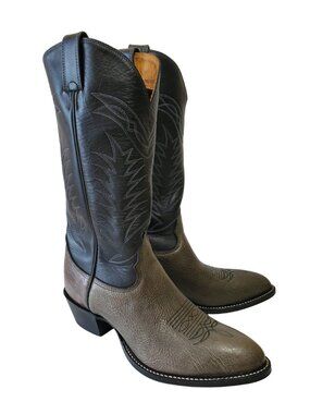 NEW VINTAGE ALBERTA Bull hide Cowboy Boots 12 D